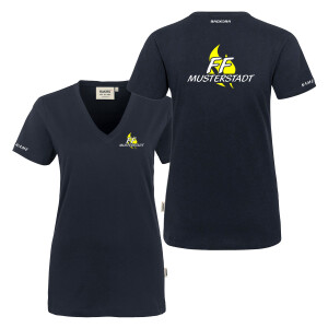 T-Shirt V-Neck Frauen | HAKRO 126 | Feuerwehr FF Flamme...