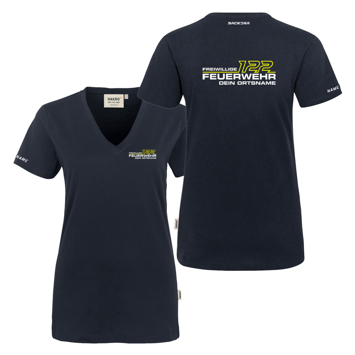 T-Shirt V-Neck Frauen | HAKRO 126 | Feuerwehr mit 122...