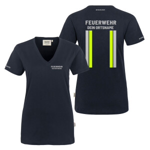 T-Shirt V-Neck Frauen | HAKRO 126 | Feuerwehr mit...