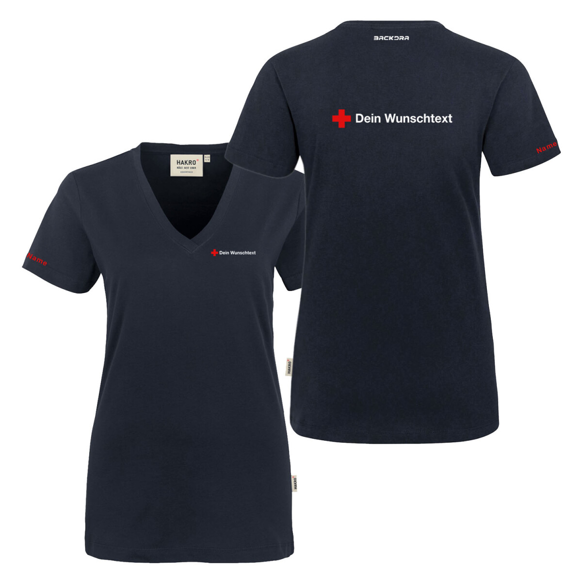 T-Shirt V-Neck Frauen | HAKRO 126 | Rettungsdienst...