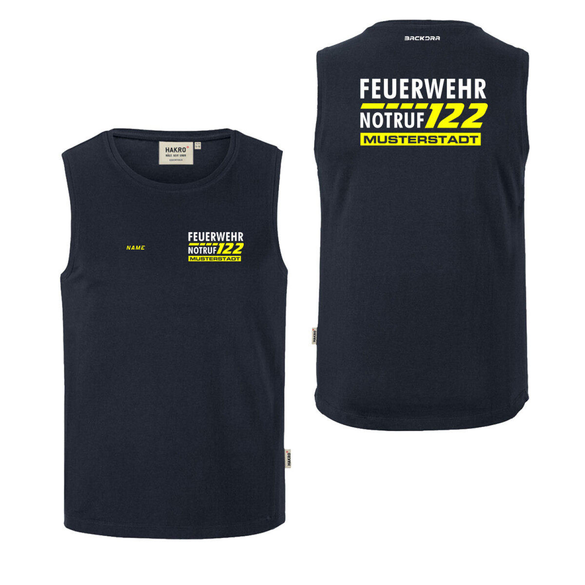 Tank Top Männer | HAKRO 259 | Feuerwehr Notruf...