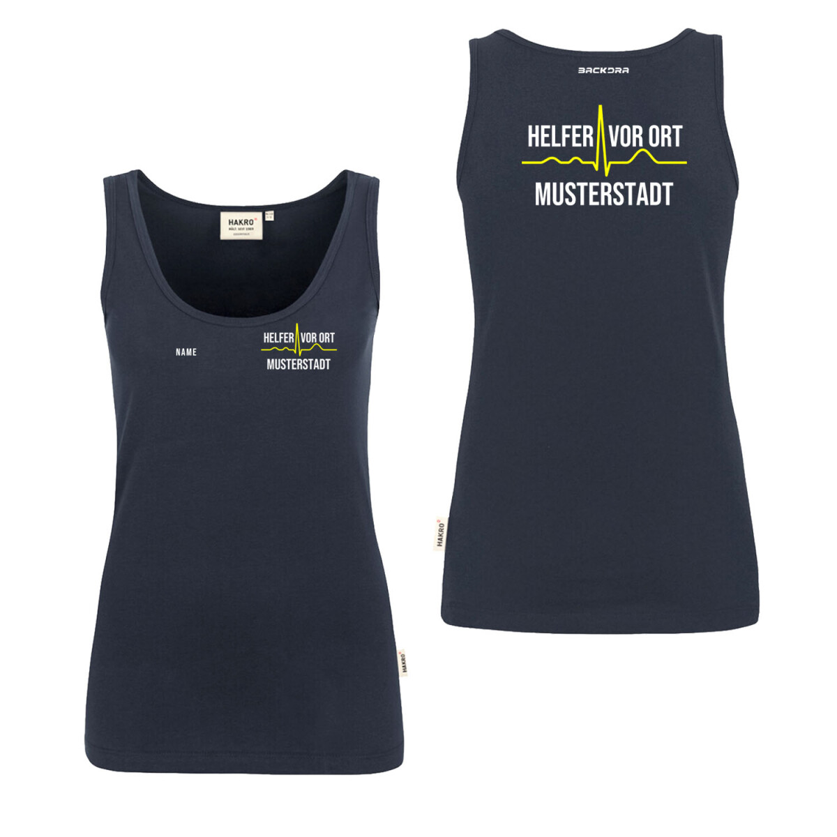 Tank Top Frauen | HAKRO 159 | Helfer vor Ort mit Ortsname...