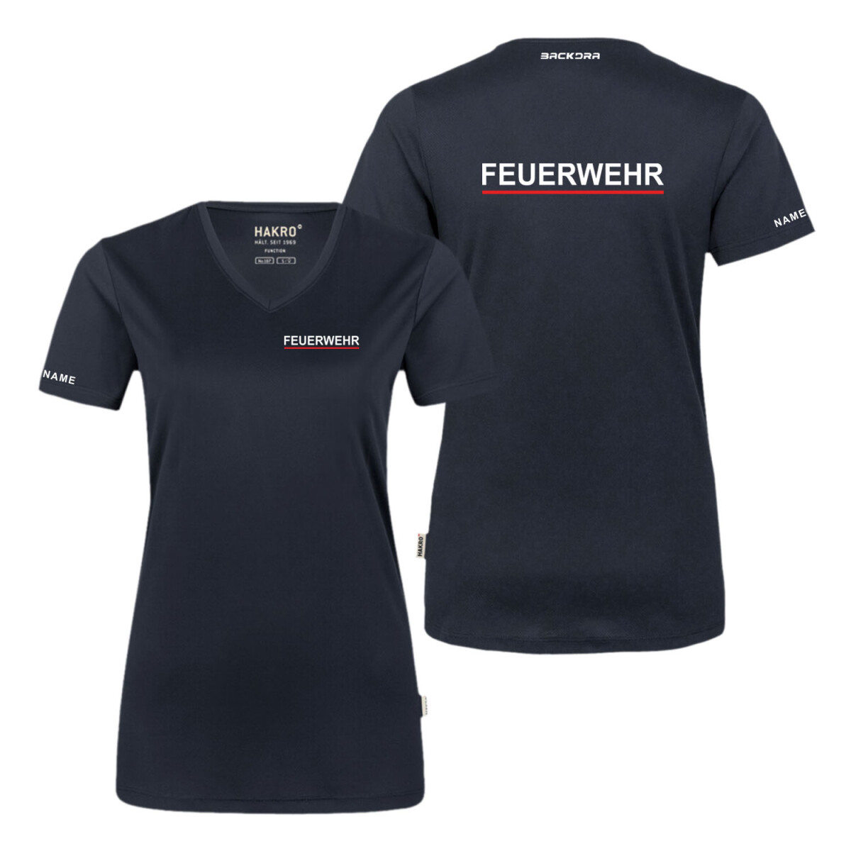 Funktions T-Shirt Frauen | HAKRO 187 | Feuerwehr + Balken...