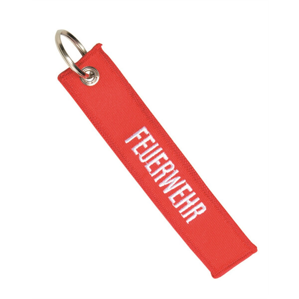 Schlüsselanhänger aus original Feuerwehrschlauch mit Aufdruck FEUERWEHR rot Schlüsselanhänger aus original Feuerwehrschlauch mit Aufdruck FEUERWEHR rot