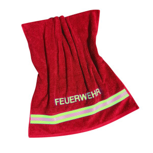 Premium Duschtuch Feuerwehr rot mit 2 Reflexstreifen