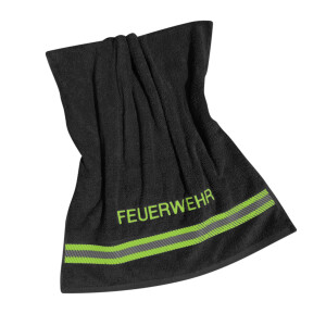 Premium Duschtuch Feuerwehr schwarz mit 2 Reflexstreifen