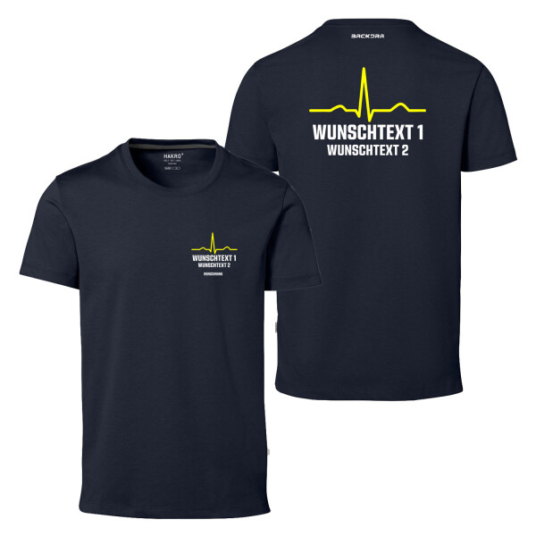 T-Shirt Männer Cotton Tec®  | HAKRO 269 | Rettungsdienst Wunschtext EKG-Linie QRS Komplex | BACKDRA