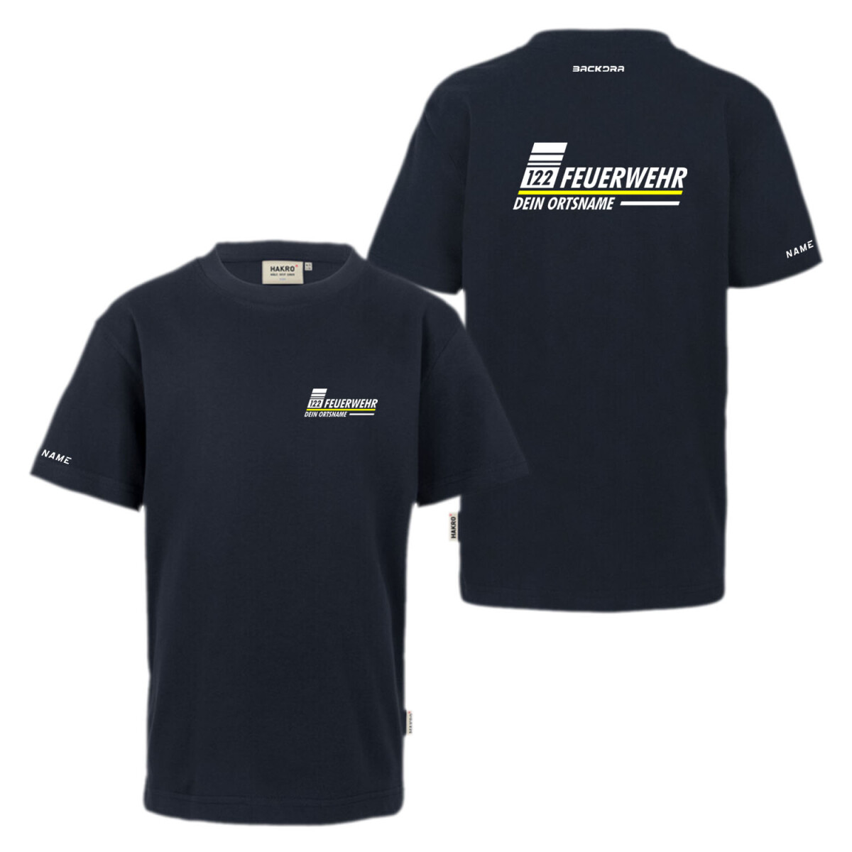 T-Shirt Kinder | HAKRO 210 | Feuerwehr mit Ortsname,...