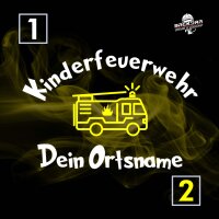 T-Shirt Kinder | HAKRO 210 | Kinderfeuerwehr mit Ortsname Feuerwehrauto | BACKDRA