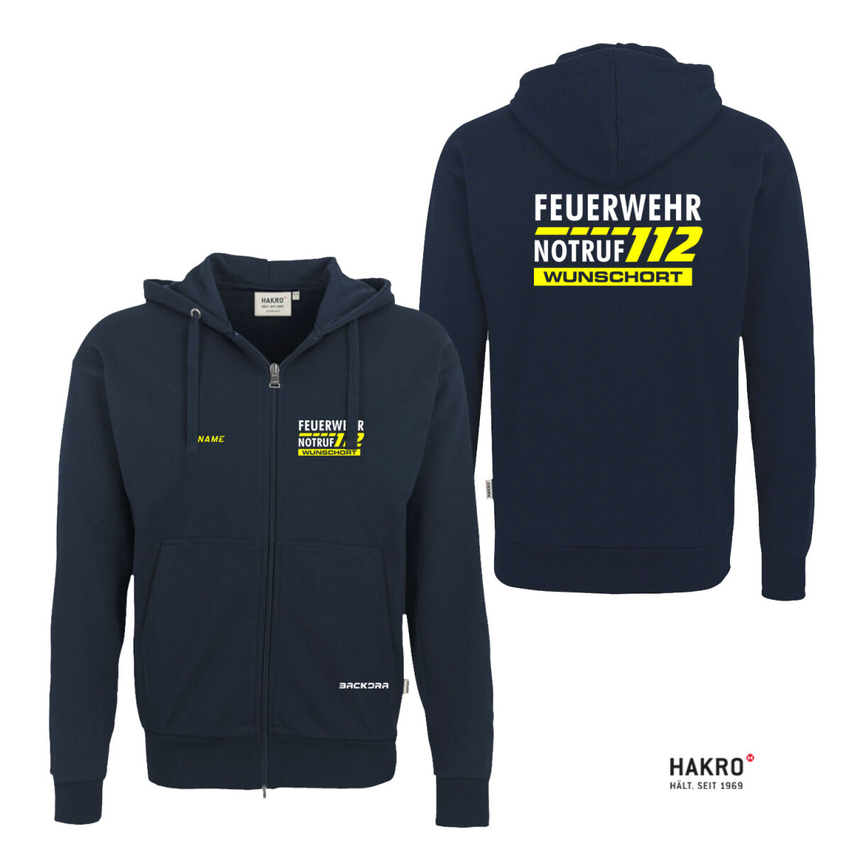 Kapuzenjacke unisex | HAKRO 605 | Feuerwehr Notruf 112...