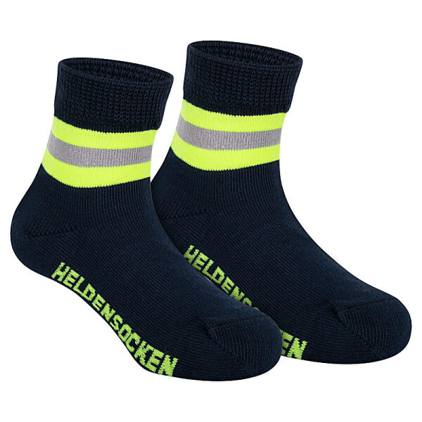 Kinder Funktionssocken Feuerwehr | navyblau gelb-silber-gelb | BACKDRA