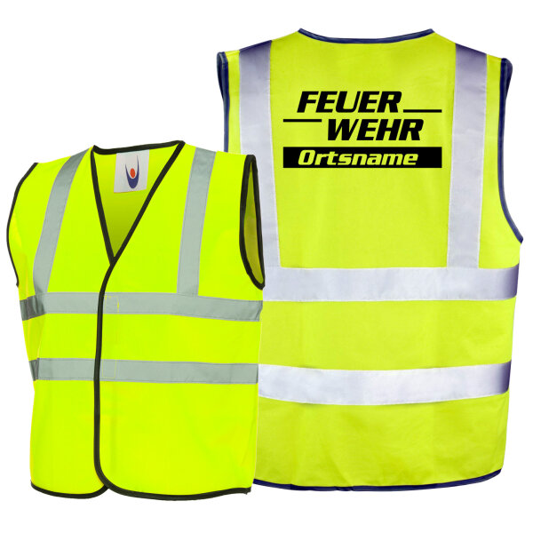 Warnweste - Sicherheitsweste EN471 | Feuerwehr mit Ortsname - Modell Freiburg | BACKDRA