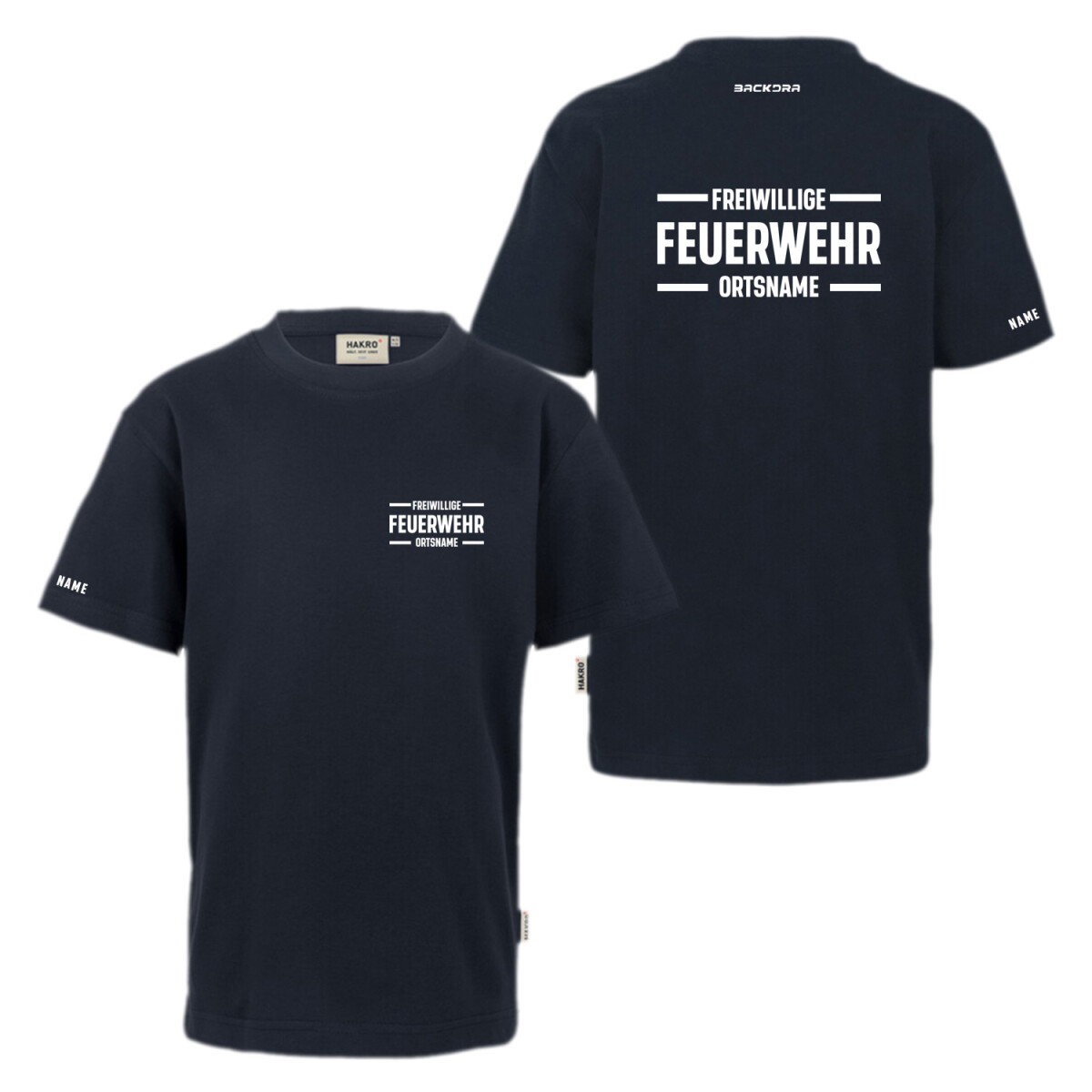 T-Shirt Kinder | HAKRO 210 | Feuerwehr mit Ortsname -...