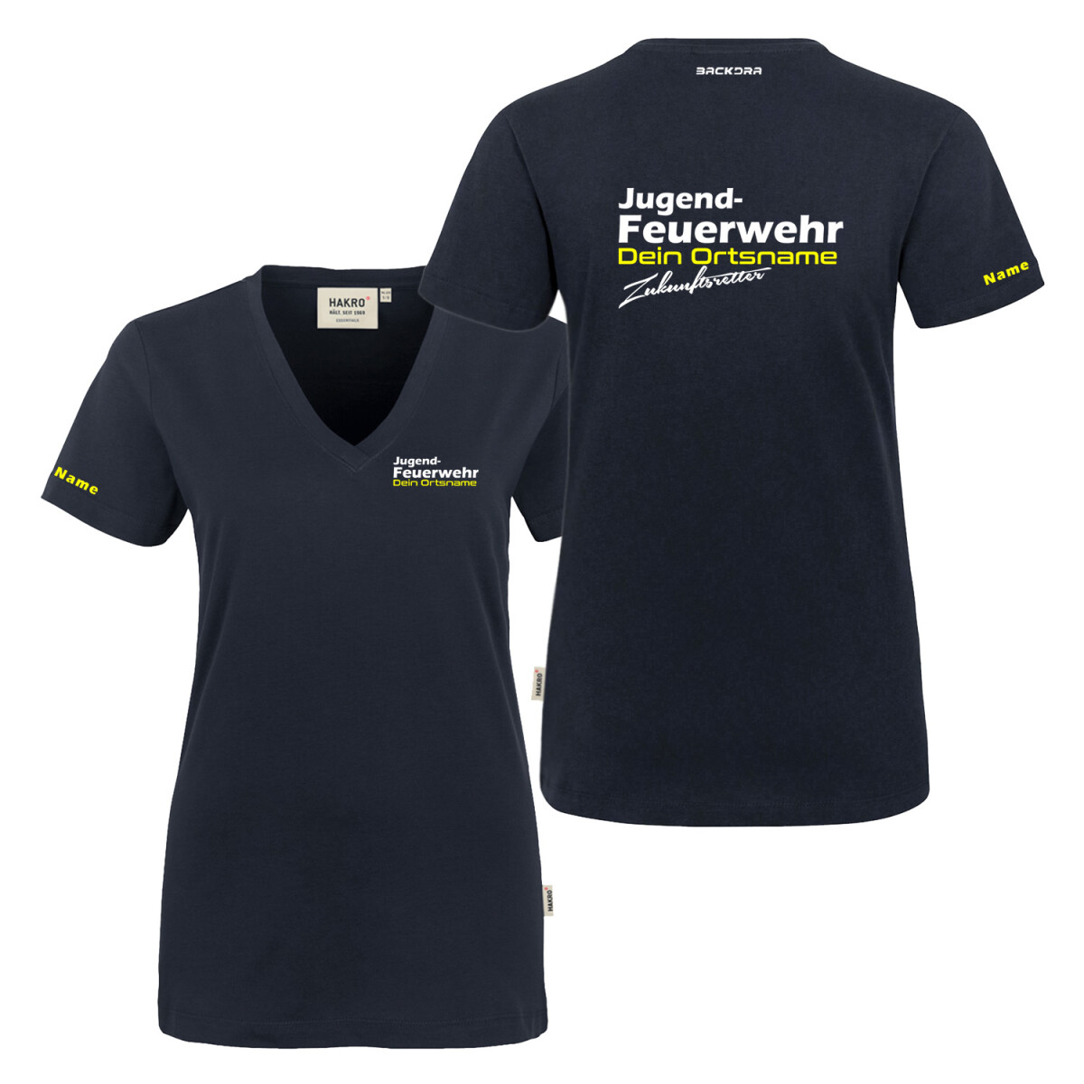 T-Shirt V-Neck Frauen | HAKRO 126 | Jugendfeuerwehr mit...