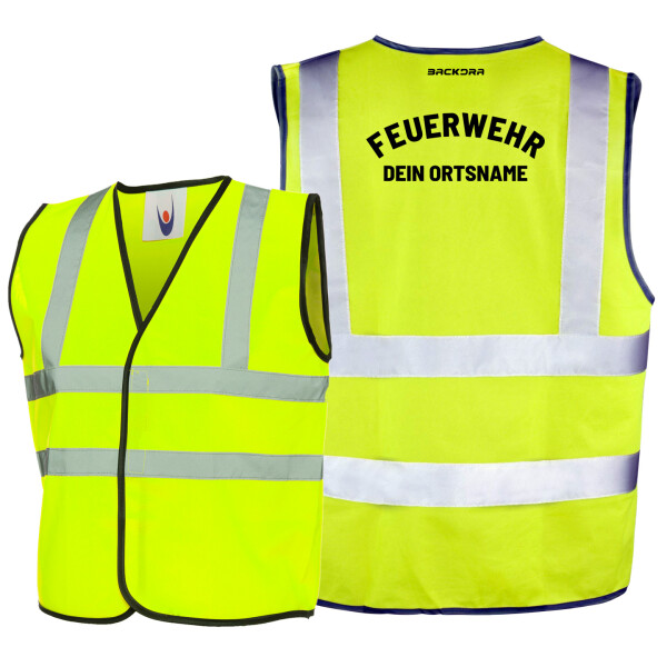 Warnweste - Sicherheitsweste EN471 | Feuerwehr mit Ortsname Modell Garitz | BACKDRA