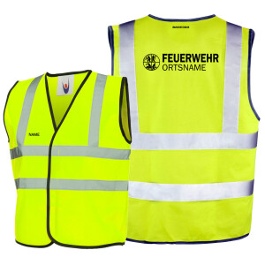 Warnweste - Sicherheitsweste EN471, Feuerwehr + Balken BaWü