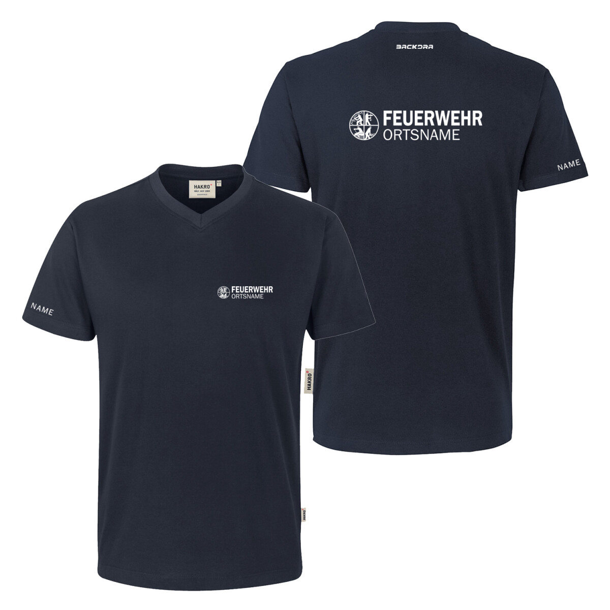 T-Shirt V-Neck Männer | HAKRO 226 | Feuerwehr mit...