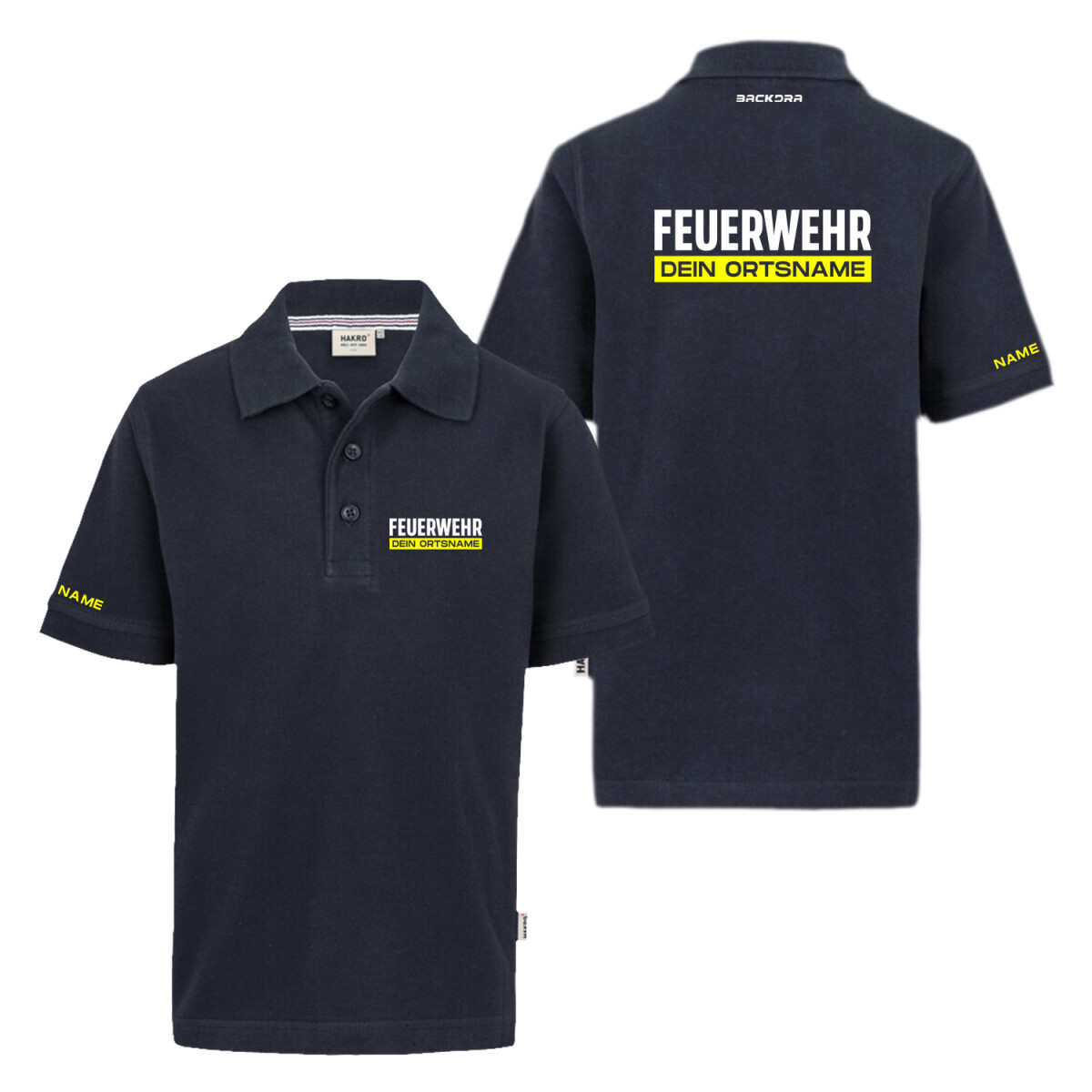 Poloshirt Kinder | HAKRO 400 | Feuerwehr mit Ortsname...