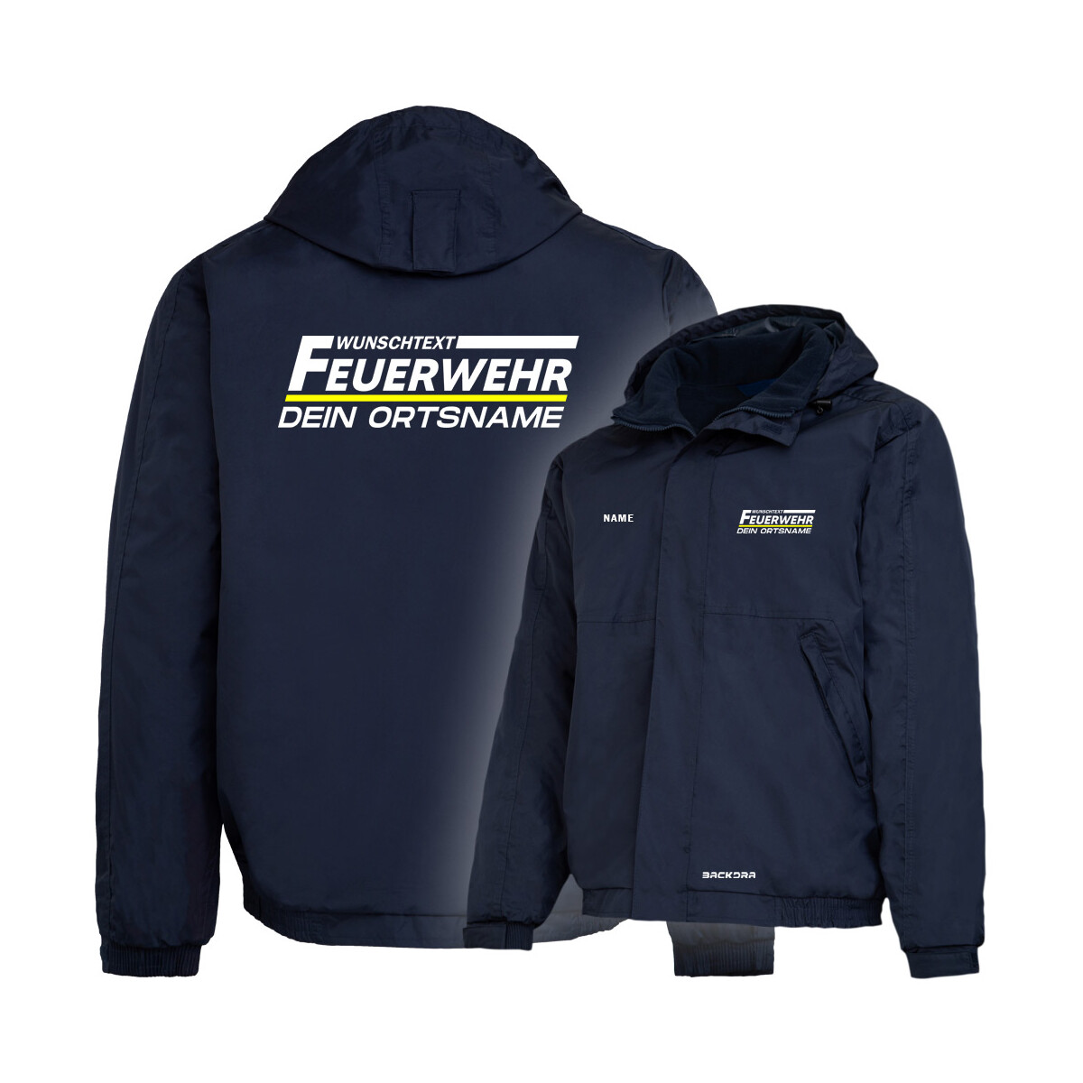 Outdoorjacke gefüttert, winddicht | Feuerwehr mit...