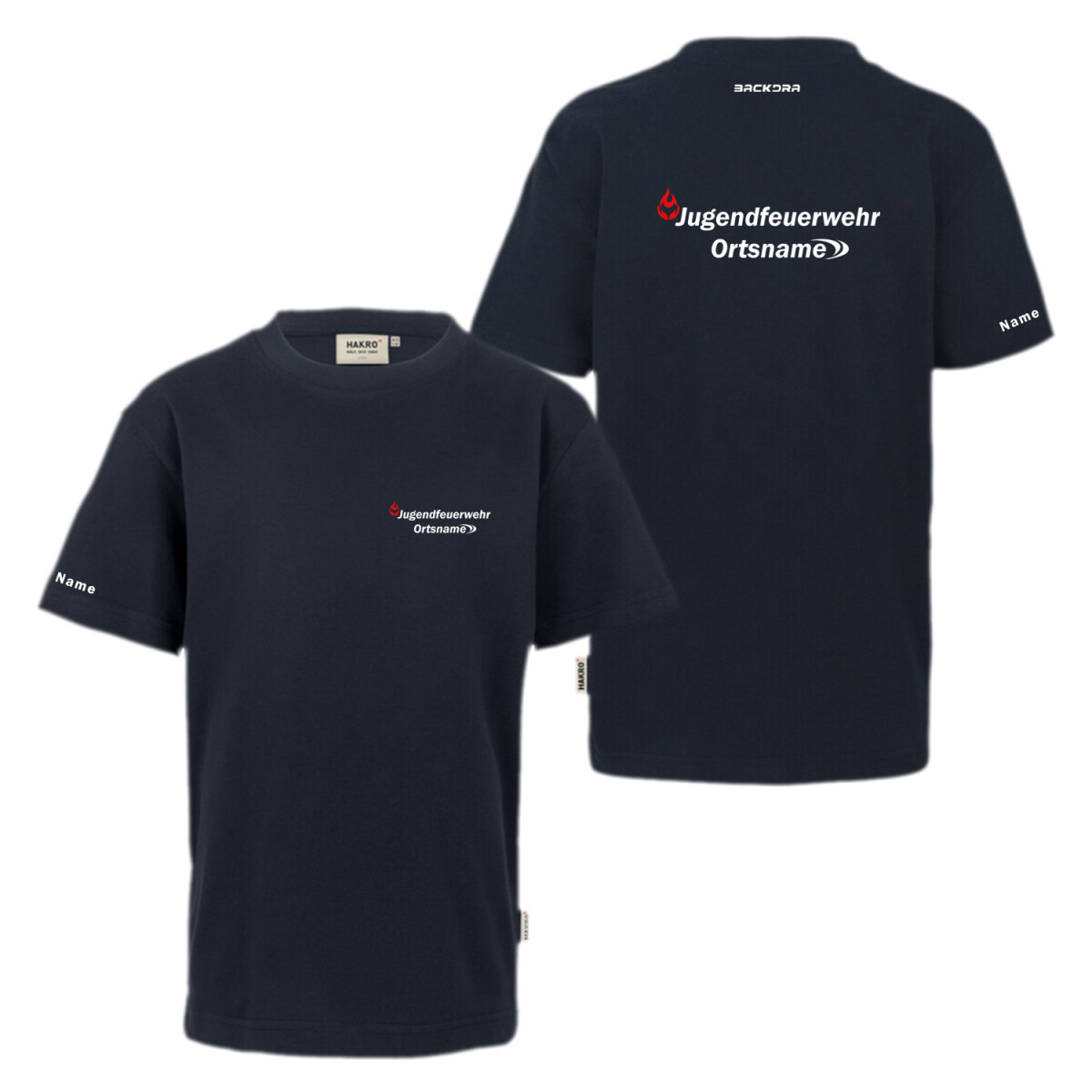 T-Shirt Kinder | HAKRO 210 | Jugendfeuerwehr mit Ortsname...