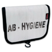 UNIKAT Kulturbeutel AB-Hygiene - Waschbeutel weiß aus Feuerwehrschlauch - Upcycling | BACKDRA