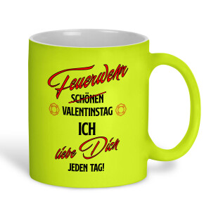 Kaffeetasse neongelb Feuerwehr Valentinstag | BACKDRA