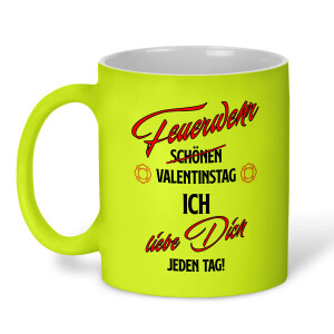 Kaffeetasse neongelb Feuerwehr Valentinstag | BACKDRA