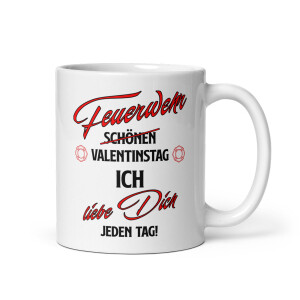 Kaffeetasse wei&szlig; Feuerwehr Valentinstag | BACKDRA