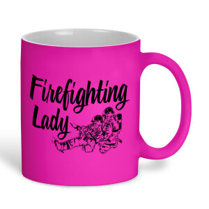 Kaffeetasse neonpink | Feuerwehr firefighting lady | BACKDRA