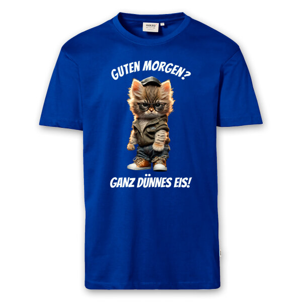 T-Shirt Männer | Fun Shirt Guten Morgen? Ganz dünnes Eis - Katze | BACKDRA