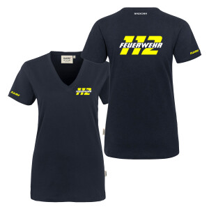 T-Shirt V-Neck Frauen | HAKRO 126 | Feuerwehr 112