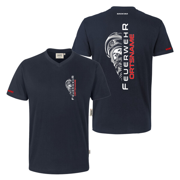Feuerwehr T-Shirt V-Neck Männer | Feuer aus | HAKRO 226 | BACKDRA