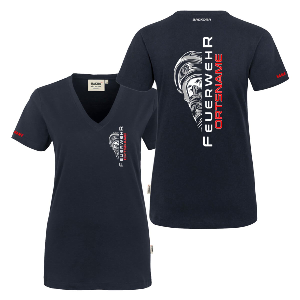 Feuerwehr T-Shirt V-Neck Frauen | Feuer aus | HAKRO 126 |...