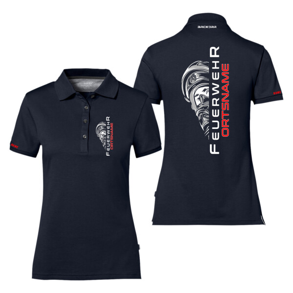 Feuerwehr Poloshirt Frauen Cotton Tec® | Feuer aus | HAKRO 214 | BACKDRA