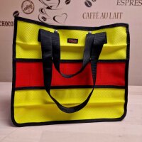 UNIKAT Einkaufstasche/Shopping Bag neongelb/rot aus Feuerwehrschlauch - Upcycling | BACKDRA