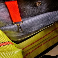 UNIKAT Einkaufstasche/Shopping Bag neongelb/rot aus Feuerwehrschlauch - Upcycling | BACKDRA